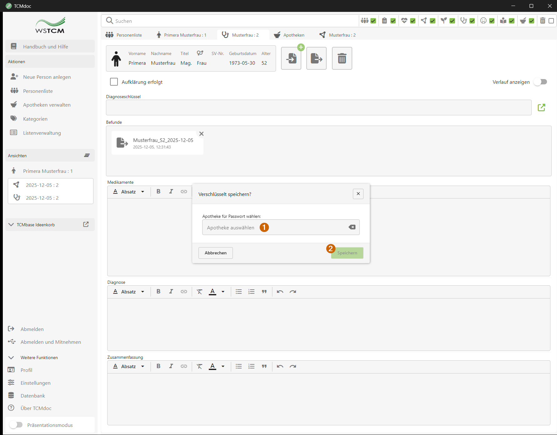 Diagnose - Passwort von Apotheke